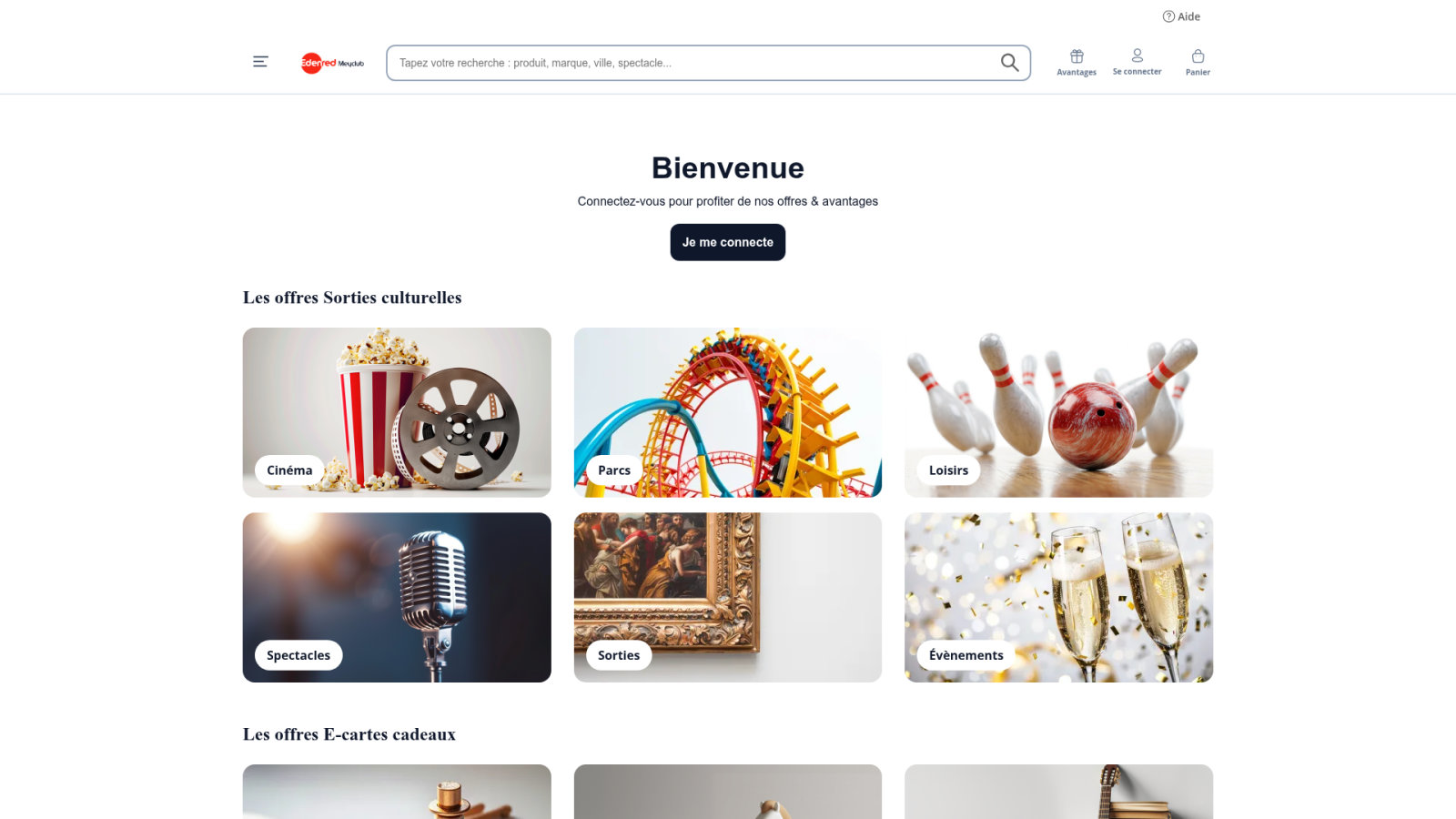 Site Meyclub, solution de billetterie Edenred Solutions CSE